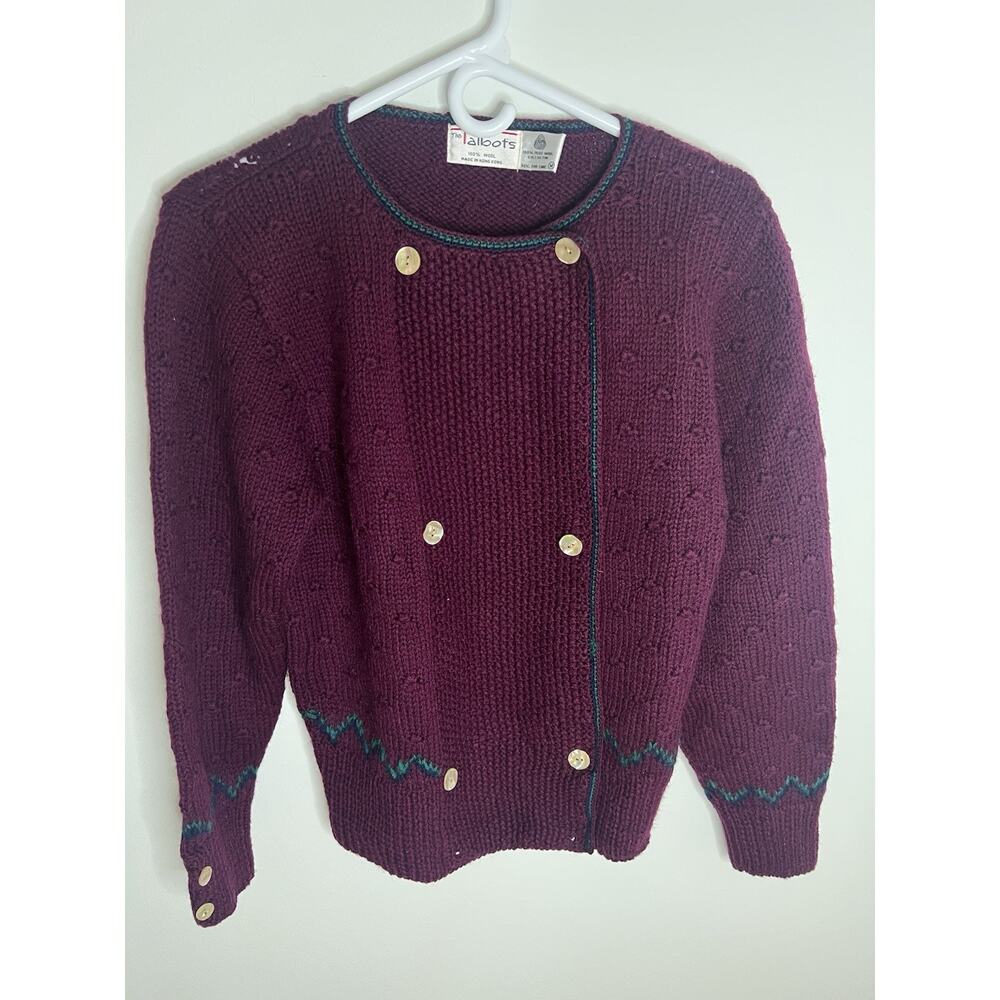 Vtg Talbots W Med 100% Wool Sweater Granny Cottage Eclectic Knit Indie 80s 90s‎